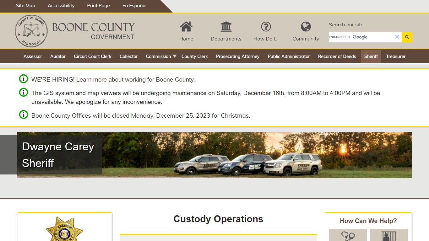 Jail Custody Operations - Boone County, Missouri