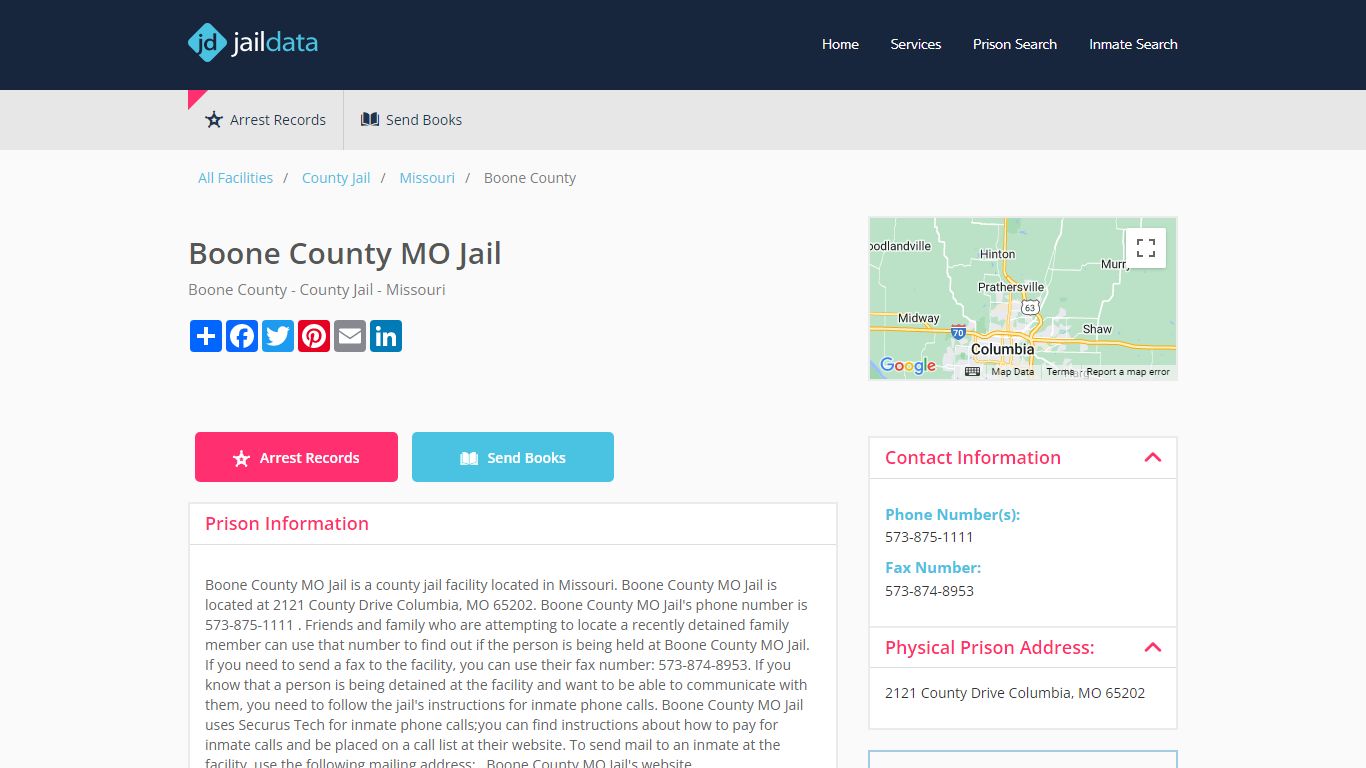 Boone County MO Jail Inmate Search and Prisoner Info - Columbia, MO